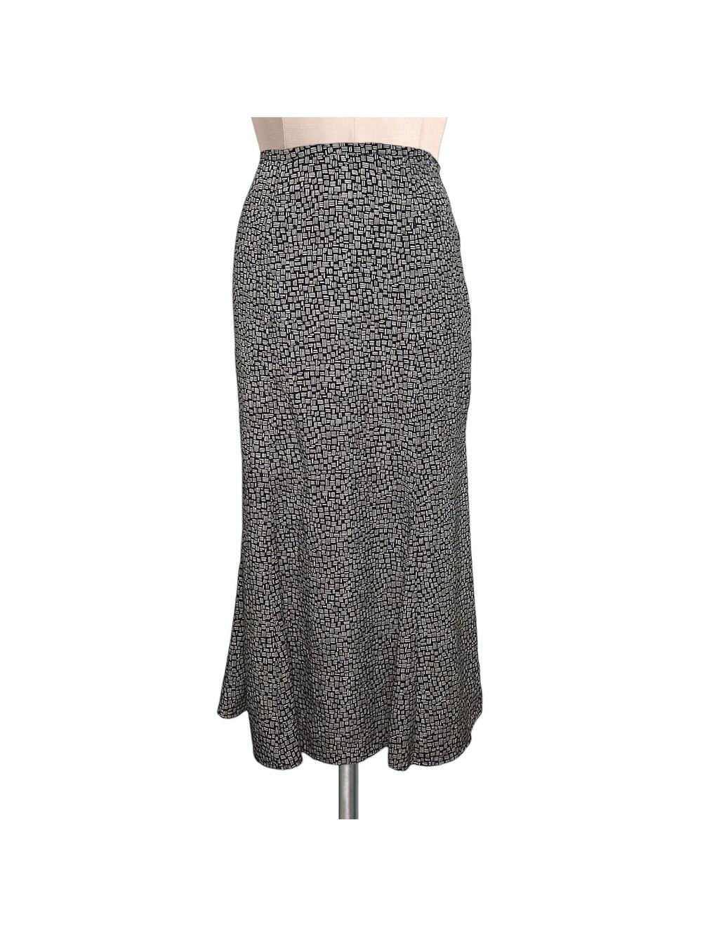 Vintage 90's Y2K KATHIE Lee Collection Long BW Print Skirt 10